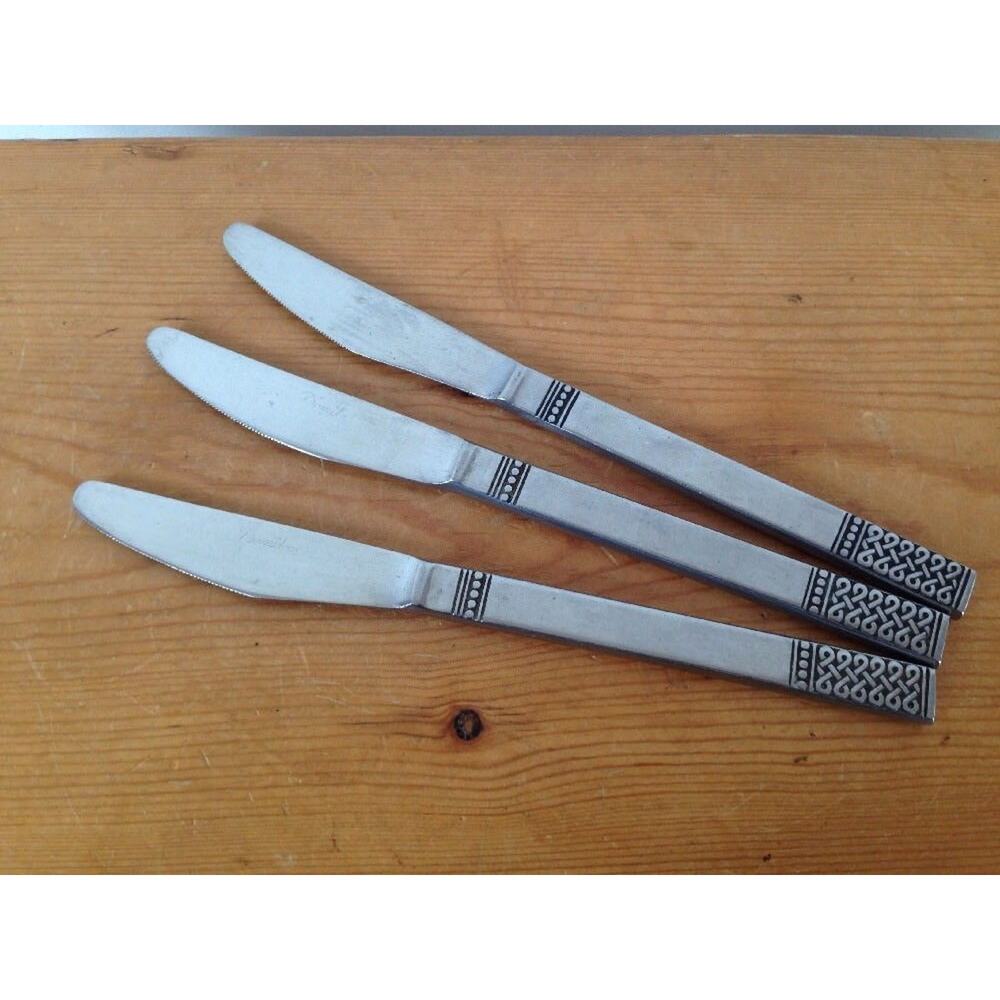 Set of 3 Knives Butter Knife Vtg Mid Century MSI Japan DANIKA Stainless Flatware